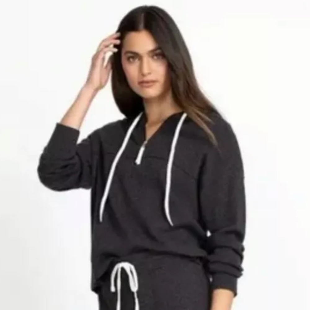Johnny Was Calme Washable Cotton Cashmere Sporty Half Zip Hoodie New With Tags - Picture 6 of 11